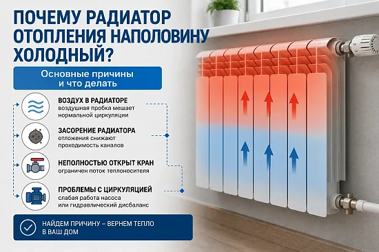 Почему радиатор отопления наполовину холодный: причины и что делать
