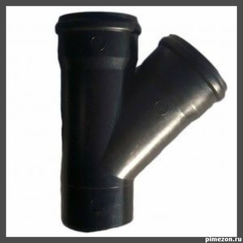 Тройник 2-х раструбный 50х50х50х45гр. (черный) (НМ1)