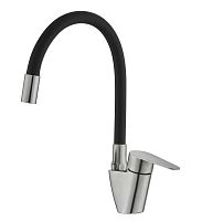 Смеситель  POTATO для кухни P57310S-6 ø35 п/г БОК ручка, с гибким изливом, цвет: черный Сатин