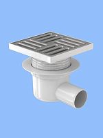 TQ5612 Трап ПП 50 гориз., регулир., с нерж. решеткой 150х150 АНИ  СУХОЙ (НМ2)