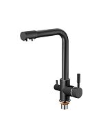 4055В-3 Смеситель Кухня LEDEME шар d-35 с вых для питьевой воды (ЧЕРНЫЙ матовый)