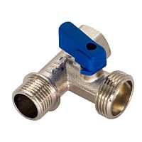 Кран шар. д/стир. маш. трехпроходной STM 1/2"х3/4"х1/2" г/ш/ш флажок, хром CA3H1234