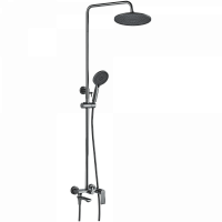 Душевая система HAIBA HB24505-3, ОРУЖЕЙНАЯ СТАЛЬ, с тропическим душем 