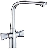 Смеситель GOTA ROCIO "Palma" д/кухни с 2-мя рукоятками с высоким изливом, креп. гайка G072310