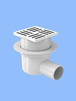 TA5614 Трап ПП 50 гориз.спуском, регулир., с нерж. решеткой 120х120 АНИ