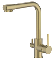 4055Y Смеситель Кухня LEDEME D-35 с выходом для питьевой воды (золотой сатин)