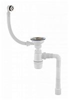 B426 Сифон 3 1/2 *40 с круглым переливом, с гофрой 40*40*50 (винт, шток, ручка-латунь)UNICORN 