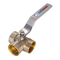 Кран шар. для воды трехходовой 3/4" тип Т ручка