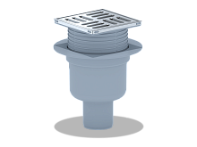 TQ5702 Трап ПП 50 вертик., регулир., с нерж. решеткой 100х100 АНИ СУХОЙ 