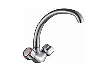 Смеситель для кухни GOTA ROCIO "Orio" G343410, шар.с 2-мя рукоятками и высоким изливом,креп.гайка 