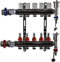 Коллекторная группа (KA005) - 1", 5 ходов, с расходомерами латунь, с кранами