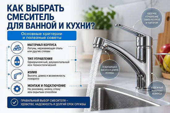 Как выбрать смеситель для ванной и кухни: виды, материалы и советы | Акваматика