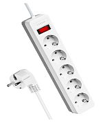 Сетевой фильтр 5х5м с заземл. 10А 2200 Вт ПВС 3х0.75 бел.