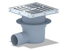 TA5612 Трап ПП 50 гориз., регулир., с нерж. решеткой 150х150 АНИ  