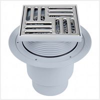 TQ1712 Трап ПП 110 вертик., регулир., с нерж. решеткой 150х150 АНИ  СУХОЙ