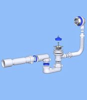 E055 Сифон д/ванны 1-1/2"х40/50 с вып.+перелив плоск.+гофра АНИ