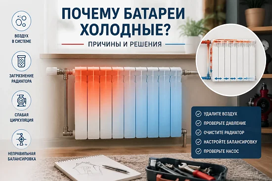 Почему батареи холодные снизу или сверху: причины плохого прогрева радиаторов
