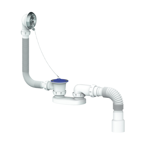 S12 Обвязка на ванну 1 1/2*40 с нерж. вып и перел с гофрой 40*40/50  UNICORN (плоский) фото 2