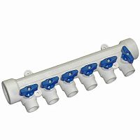Коллектор ПП с отсеч. кранами D40х20 - 6 вых.VALTEC (НМ1,НМ2)