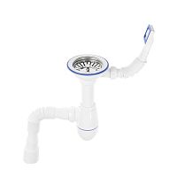 B425 Сифон 3 1/2 *40  с прямоуг. переливом с гофрой 40*40*50 UNICORN (винт, шток, ручка-латунь)