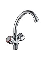 Смеситель для кухни GOTA ROCIO "Orio" G342310, шар.с 2-мя рукоятками и выс. излив.,креп.гайка